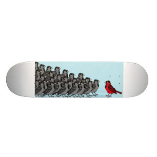 Skateboard 1 planche à roulettes rouge d'oiseau