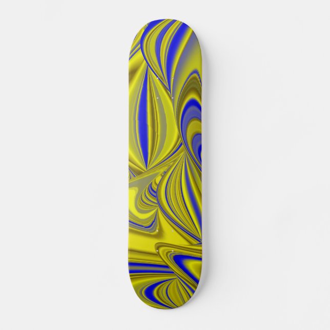 Skateboard 3D Abstract in Gold Yellow Blue (Recto)