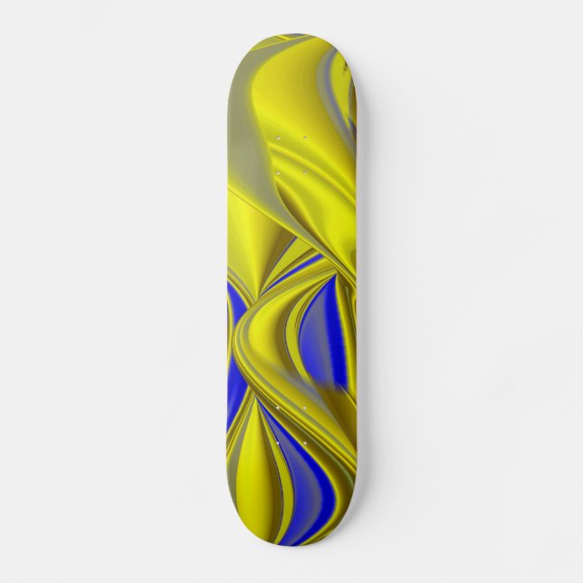 Skateboard 3D Abstract in Gold Yellow Blue (Recto)