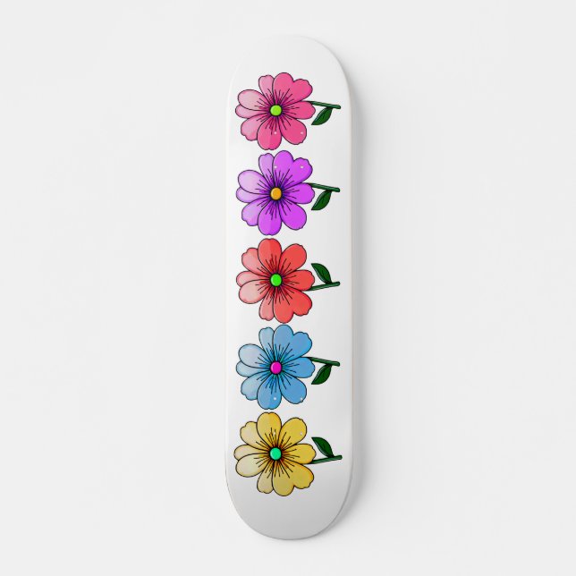 Skateboard 5 Fleurs de couleur (Devant)