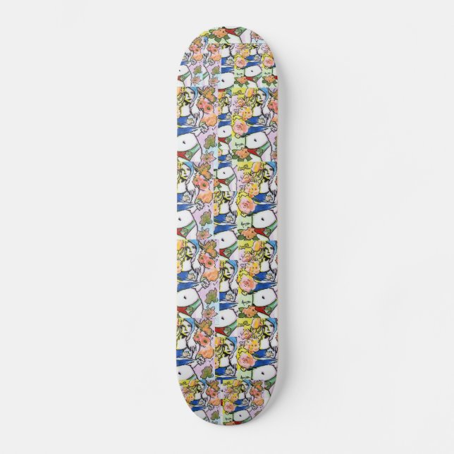 Skateboard 60s Peter Max style fleurs girly Skateboards (Recto)