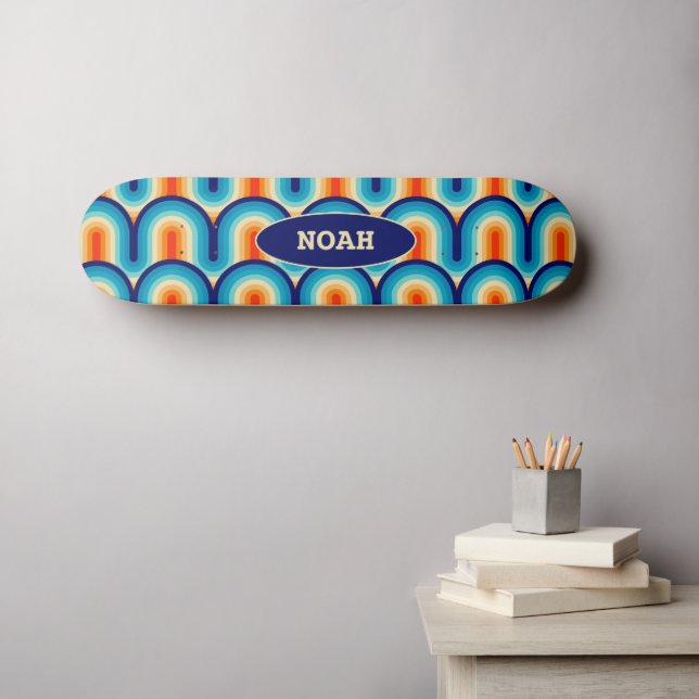 Skateboard 70s Rainbow Curves (Art mural (Horz))