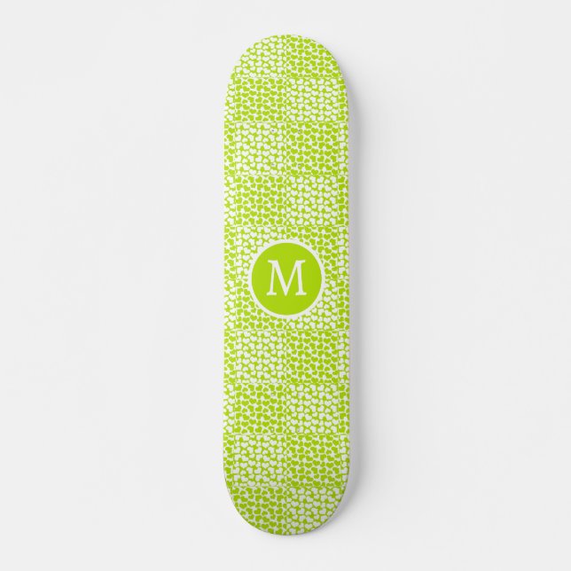 Skateboard à damiers Amour dans la chaux Vert et Blanc Monogr (Devant)