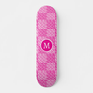 Skateboard à damiers Amour en Magenta et Monogramme blanc