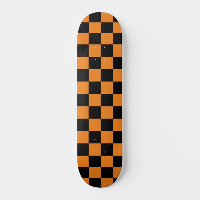 Skateboard À damiers classique (à damiers) orange et noir (Recto)