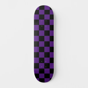 Skateboard À damiers moderne (à damiers) Royal Purple & Black