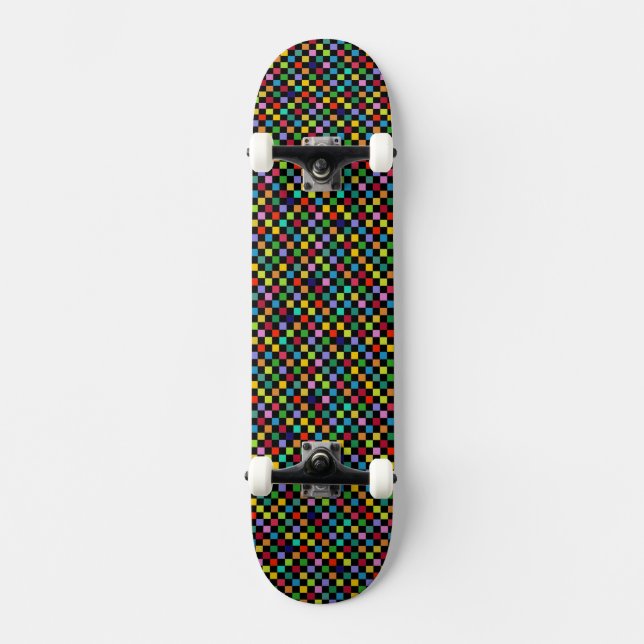 Skateboard à damiers Motif couleur (Recto)