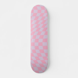 Skateboard à damiers Motif Lilac Pink Check Checkerboard