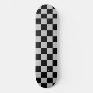 Skateboard À damiers rétro cool (à damiers) gris et noir