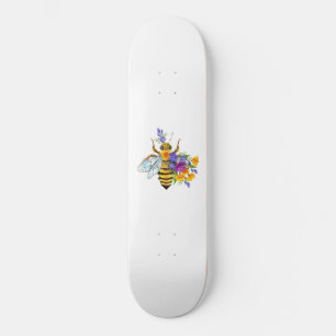 Skateboard Abeille à fleurs avec plantes sauvages
