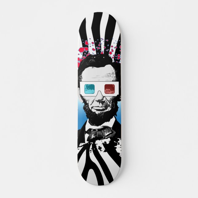Skateboard Abraham Lincoln Pop Art Impression Zèbre Style Str (Devant)