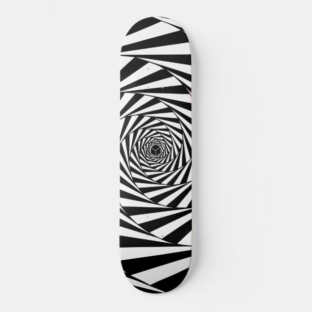 Skateboard Abstract Black & White Swirl Spiral Stairway Art (Recto)