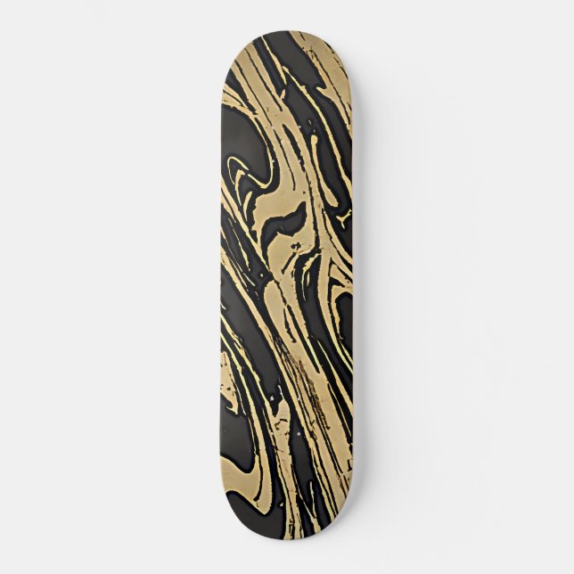 Skateboard Abstract Fluid Art - Black Marble Effect (Recto)