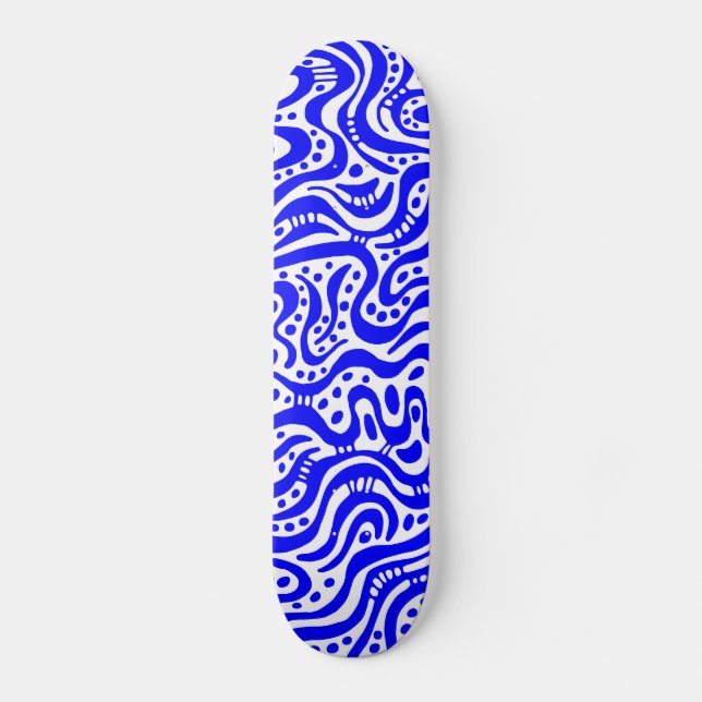 Skateboard Abstrait 041211v2 - Bleu sur blanc (Recto)