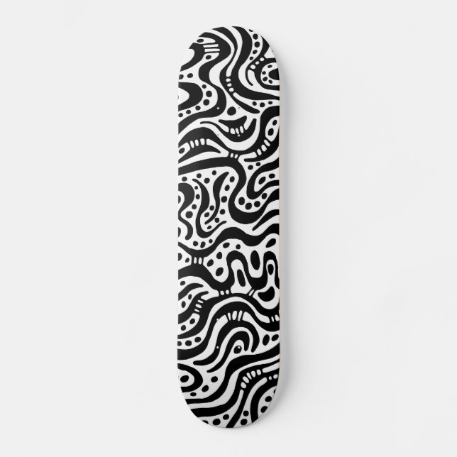 Skateboard Abstrait 041211v2 - Noir sur bois (Recto)