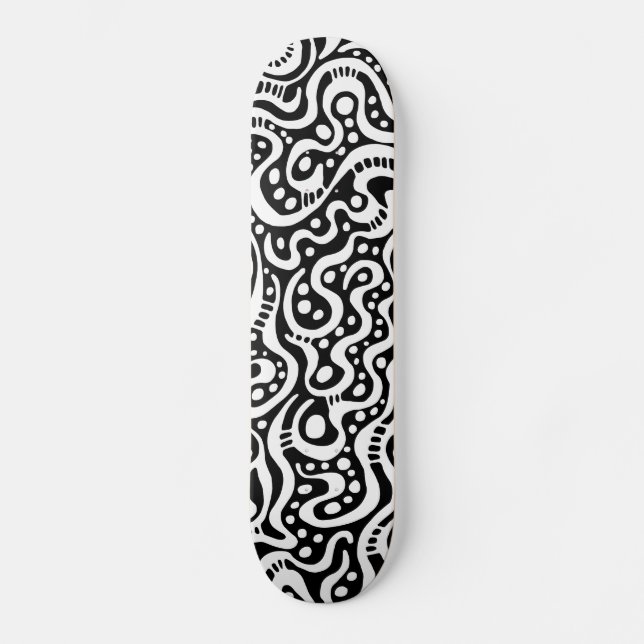 Skateboard Abstrait 041211v3 - Blanc sur noir (Recto)