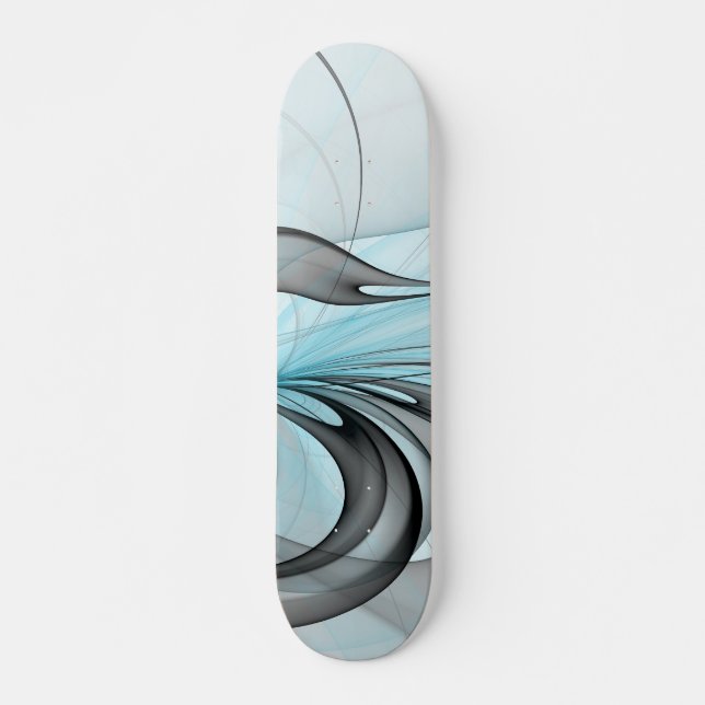 Skateboard Abstrait Anthracite Gris Bleu Moderne Fractage Art (Devant)