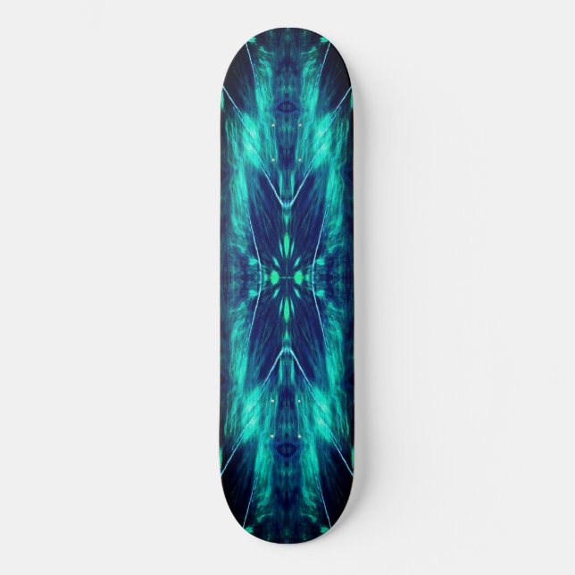 Skateboard Abstrait Bloom Aqua et Blue Fractal Design (Recto)