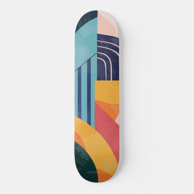 Skateboard Abstrait coloré avec motifs de ligne (Recto)