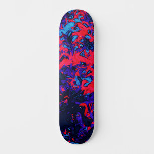Skateboard Abstrait Custom Street Art Inspiré Blue Red Swirl