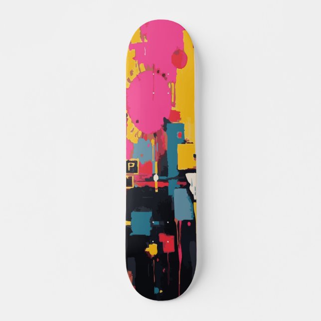 Skateboard Abstrait éclaboussure de peinture et blocs de coul (Devant)