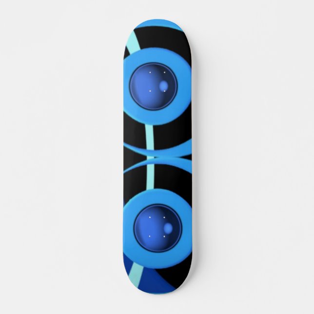 Skateboard Abstrait en bleu et noir. (Devant)