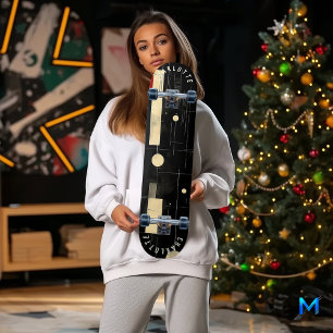 Skateboard Abstrait moderne noir et or