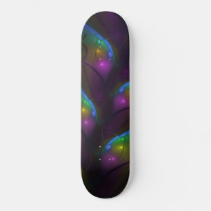 Skateboard Abstrait Moderne Trippy Fractal Lumineux Coloré