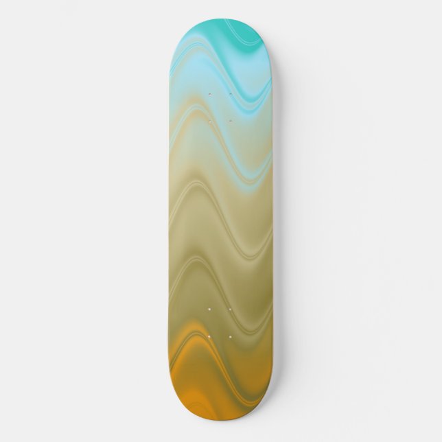 Skateboard Abstrait Ondulé Bleu Vert Orange (Recto)
