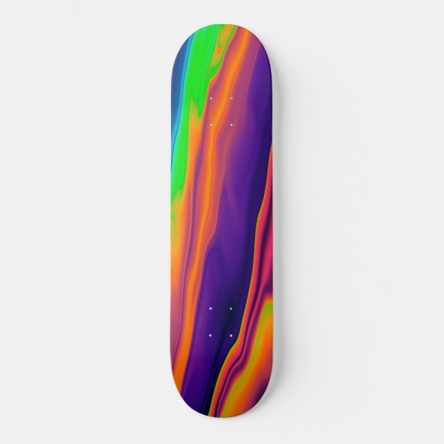 Skateboard Abstrait Rainbow Holographic Iridescente Motif (Recto)