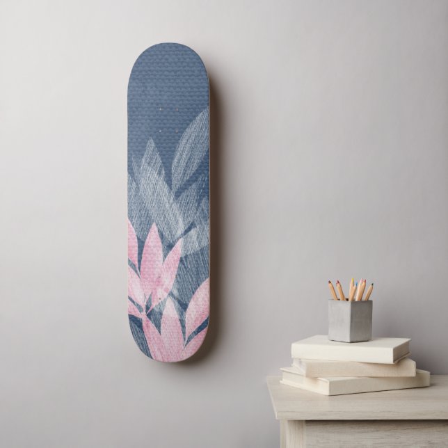 Skateboard Abstrait Rose Et Punk À L'aquarelle De Plante (Art mural)