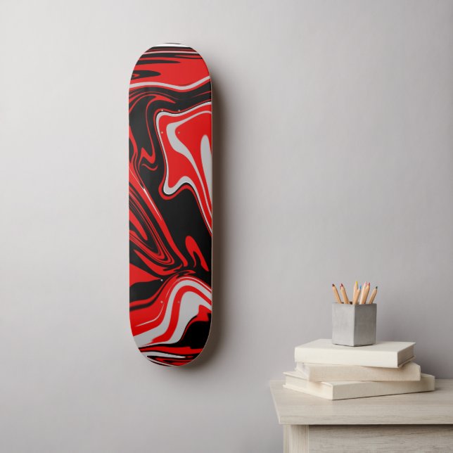 Skateboard Abstrait rouge et noir (Art mural)