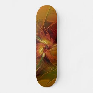 Skateboard Abstrait Rouge orange Brown Vert Fractal Art