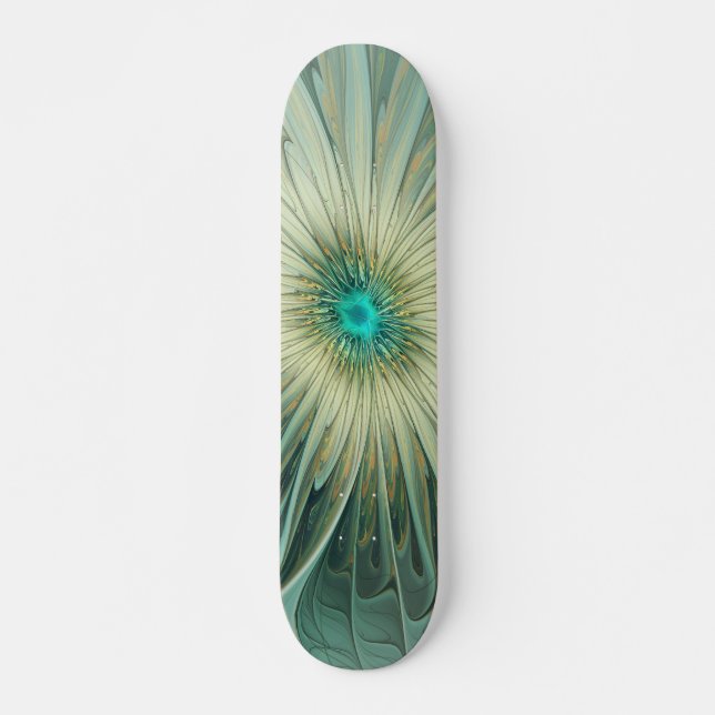 Skateboard Abstrait Sage Green Imaginaire Fleur Fractal Art (Devant)
