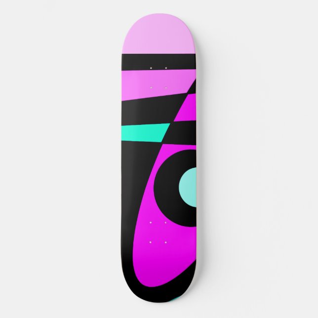 Skateboard Abstrait Surf Turquoise Hot rose jaune noir (Recto)