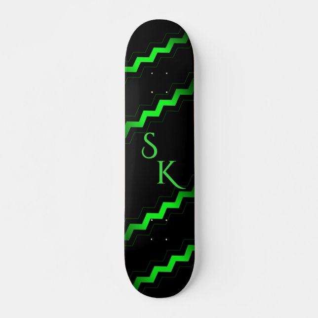 Skateboard Accentuation du zag vert monogramme (Devant)