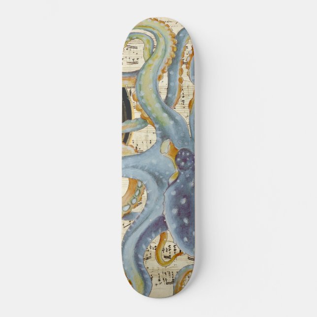 Skateboard Acier Bleu Octopus Musique Compass (Recto)