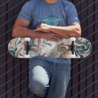 Skateboard Acrylique liquide vert et rose