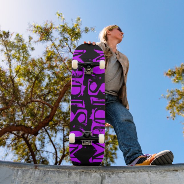 Skateboard Add Your Own Custom Name Personalized Purple (Extérieur 1)