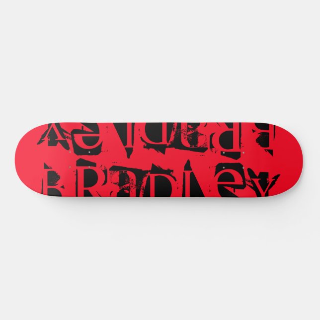 Skateboard Add Your Own Custom Name Personalized Red Black (Horz)