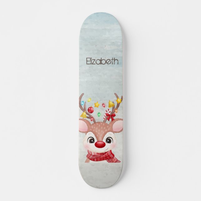 Skateboard Adorable renne de Noël (Devant)