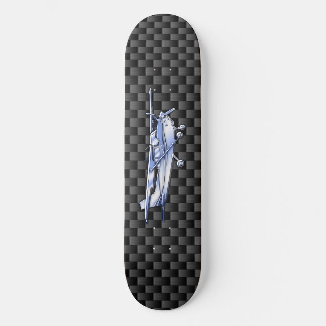 Skateboard Aéronef Chrome Comme Cessna Black Carbon Fibres (Recto)