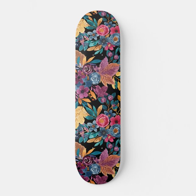 Skateboard Affaire mixte Floral Leaves Berry Watercolor (Recto)