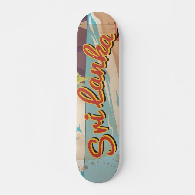 Skateboard Affiche de voyage de vacances vintage au Sri Lanka (Devant)