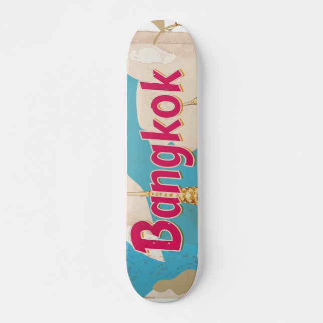 Skateboard Affiche de voyage vintage à Bangkok (Devant)