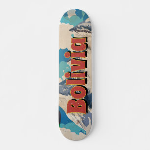 Skateboard Affiche Vintage voyage de Bolivie