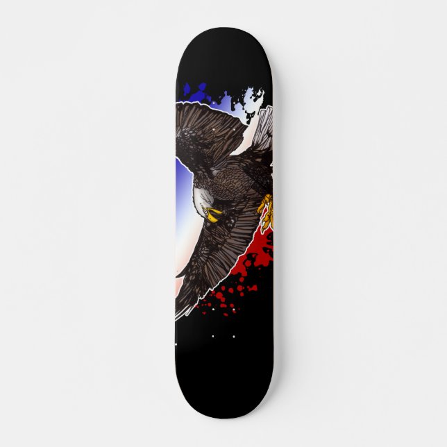 Skateboard Aigle à tête blanche - Rouge, Blanc et Bleu (Devant)