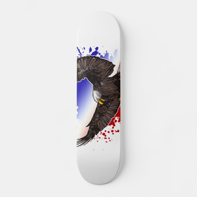 Skateboard Aigle à tête blanche - Rouge, Blanc et Bleu (Recto)
