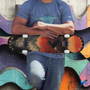 Skateboard Aigle majestueux au coucher du soleil sur la riviè