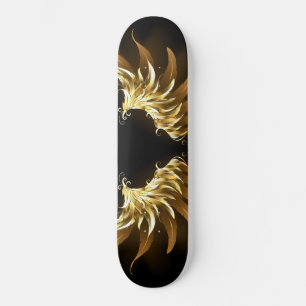 Skateboard Ailes d'Ange d'or sur arrière - plan noir
